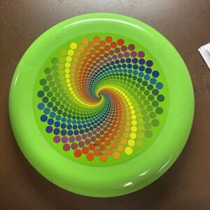 Frisbee Green Spiral 9" Flying Disc Dog Play Day Athletic Sports Polka Dots
